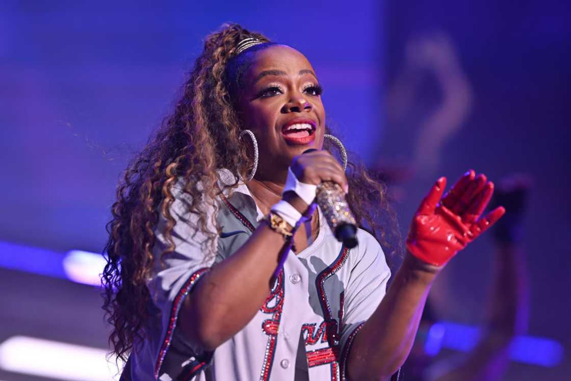 Kandi Burruss of Xscape performs onstage at Cellairis Amphitheatre at Lakewood