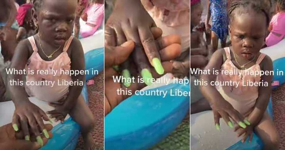 Little girl artificial nails, swimming pool Little girl artificial nails, swimming pool