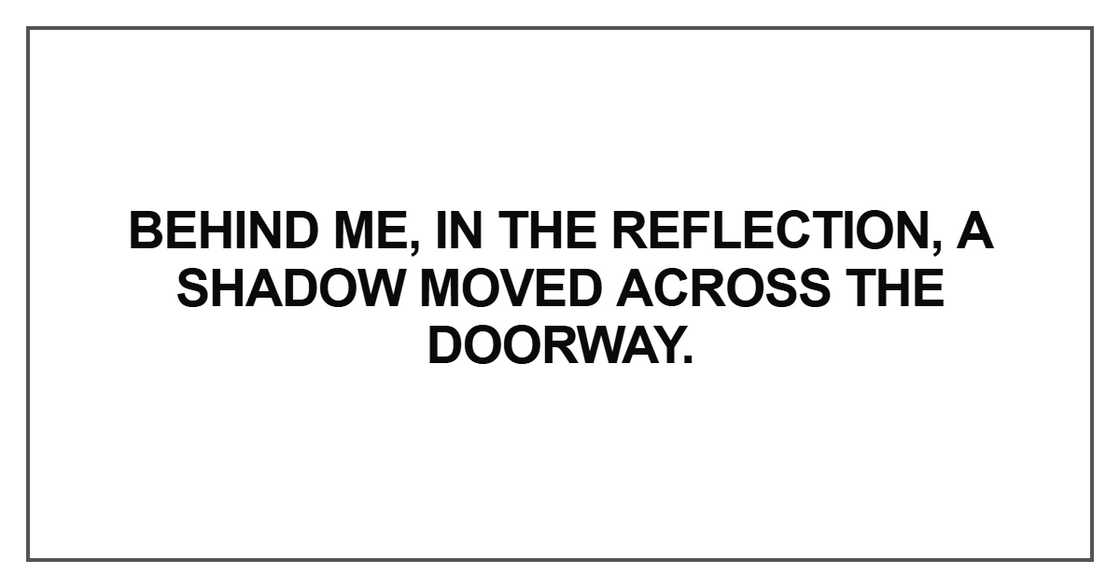 Behind me, in the reflection, a shadow moved across the Behind me, in the reflection, a shadow moved across the