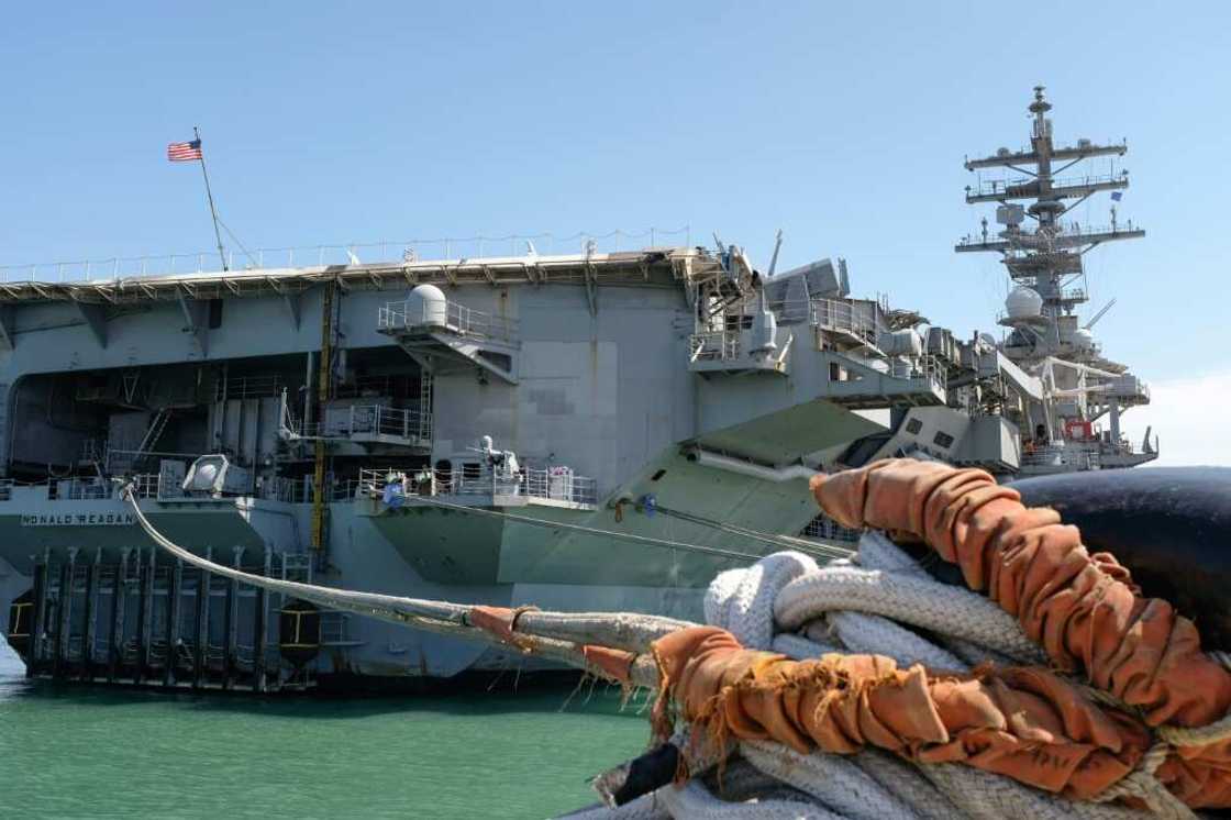 The US Navy's USS Ronald Reagan docked Friday in the southern port city of Busan, part of a push by Seoul and Washington to have more US strategic assets in the region The US Navy's USS Ronald Reagan docked Friday in the southern port city of Busan, part of a push by Seoul and Washington to have more US strategic assets in the region