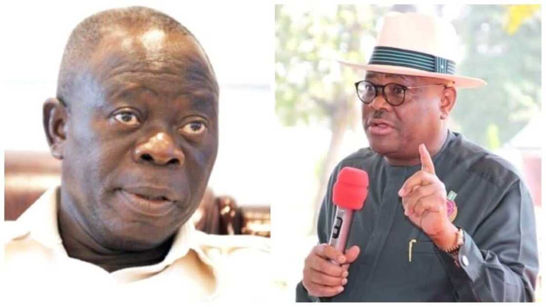 Nyesom Wike, Adams Oshiomhole, David Umahi, APC, PDP, 2023 election, politics in Nigeria Nyesom Wike, Adams Oshiomhole, David Umahi, APC, PDP, 2023 election, politics in Nigeria