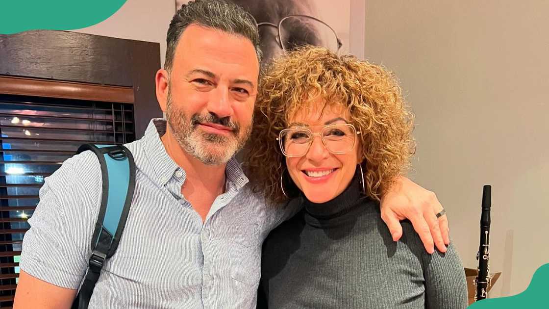 Jimmy Kimmel and sister Jill indoors. Jimmy Kimmel and sister Jill indoors.