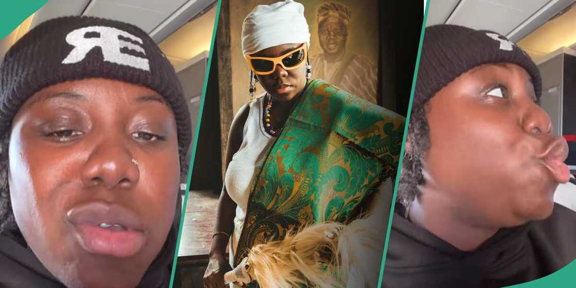 Teni Makanaki eats on anyhow on an airplane