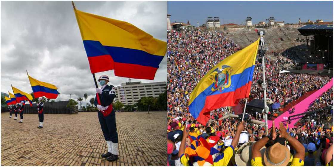 Colombia and Ecuador flags