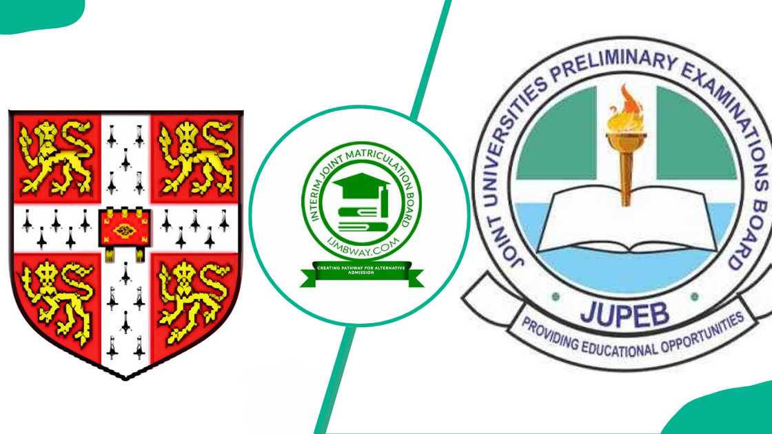 Cambridge International logo, IJMB logo, and JUPEB logo
