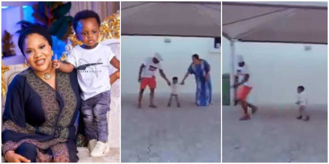 Children will disgrace you - Toyin Abraham says as Ire runs to his dad in viral TikTok challenge Children will disgrace you - Toyin Abraham says as Ire runs to his dad in viral TikTok challenge