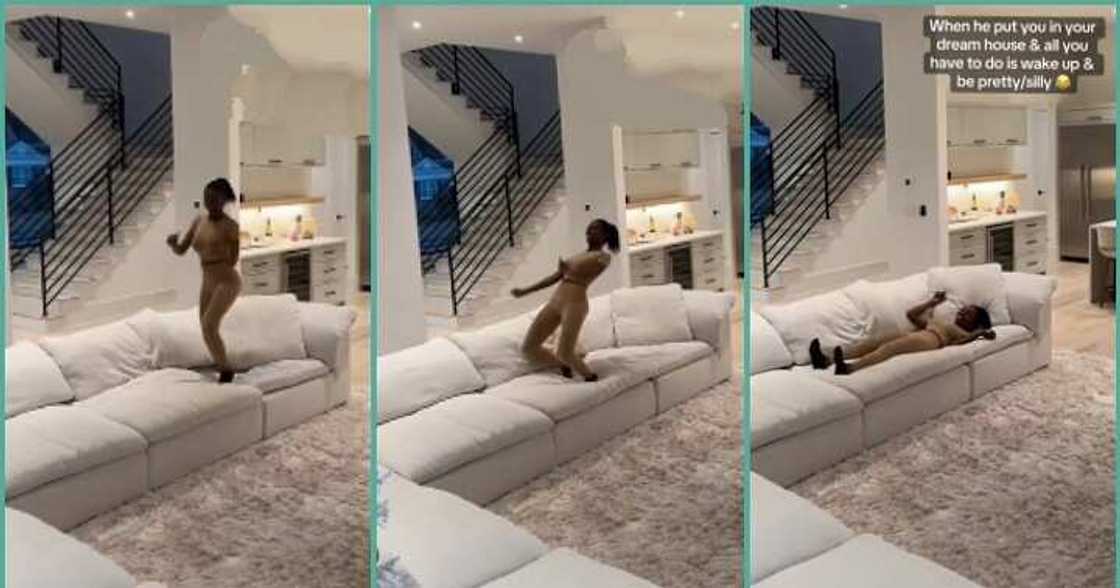 Lady shows off stunning mansion her man bought for her