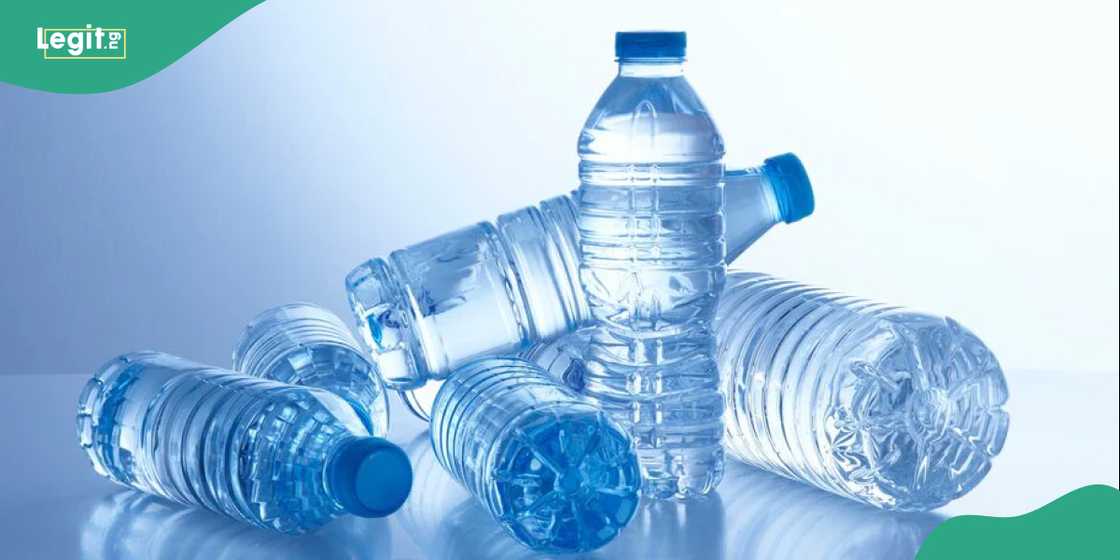 Plastic bottles of treated drinking water displayed for sale