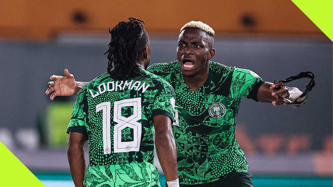 Ademola Lookman and Victor Osimhen playing for Nigeria at AFCON 2023.