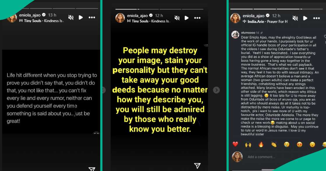 Eniola Ajao clears the air on rumours about her and Odunlade Adekola. Eniola Ajao clears the air on rumours about her and Odunlade Adekola.