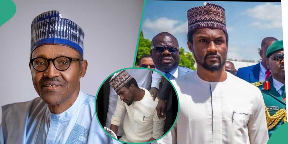Late Buhari’s Son Yusuf pays last respect at father's grave. Late Buhari’s Son Yusuf pays last respect at father's grave.