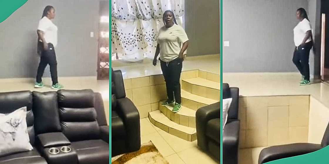 Video shows woman's unusual living room design