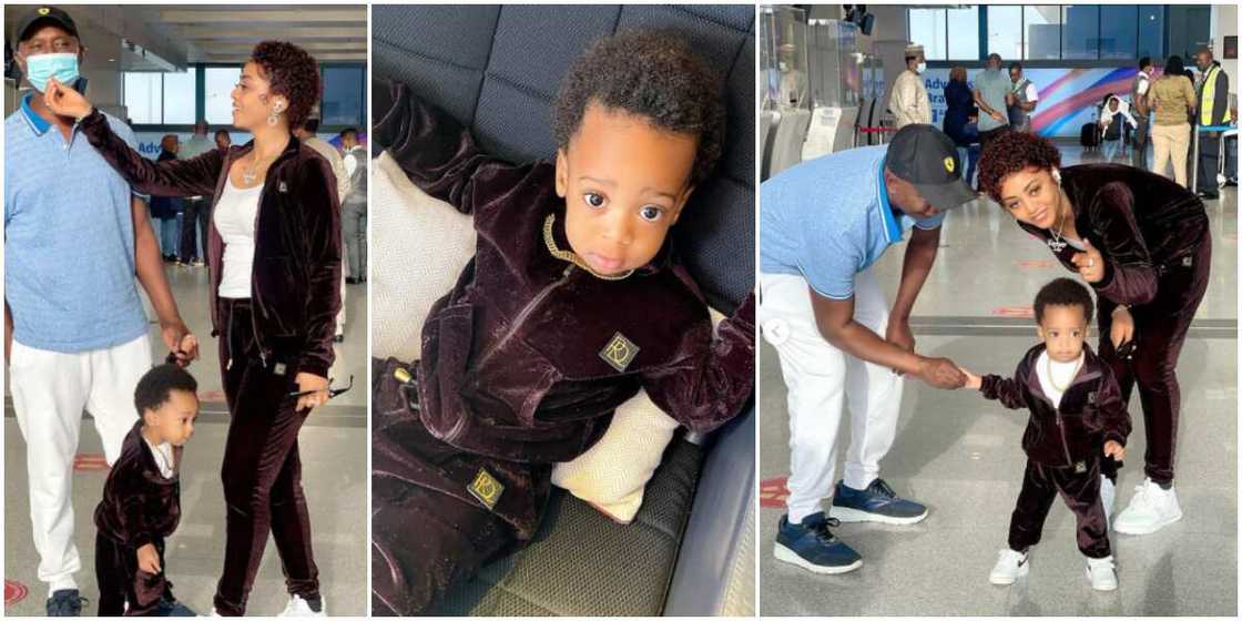 Regina Daniels and son on vacation.