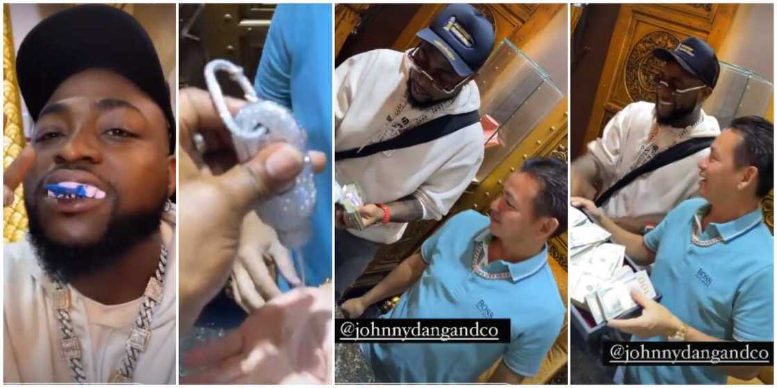 Davido links up with luxury jeweler in Houston, flaunts diamond-studded hand sanitiser Davido links up with luxury jeweler in Houston, flaunts diamond-studded hand sanitiser