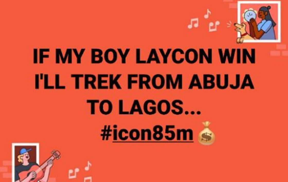 Big Brother Naija: Man vows to trek from Abuja to Lagos if Laycon wins