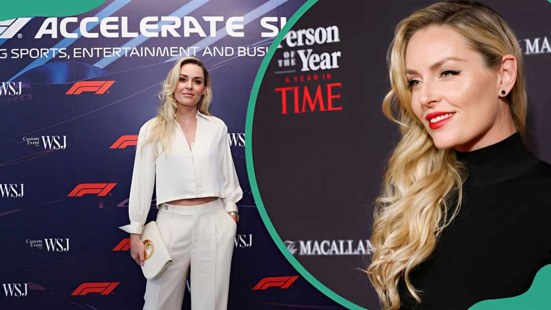 Lindsey Vonn at the F1 Accelerate Summit (L). Lindsey Vonn at The Plaza Hotel (R)