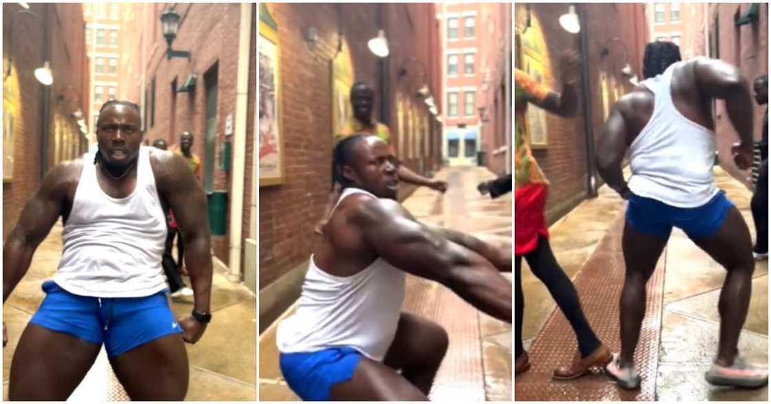 Reactions trail video of muscular man twerking hard to a Nigerian song Reactions trail video of muscular man twerking hard to a Nigerian song