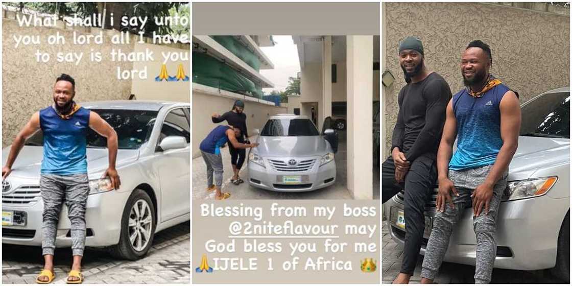 Singer Flavour massively comes through for his childhood friend, buys him a car Singer Flavour massively comes through for his childhood friend, buys him a car