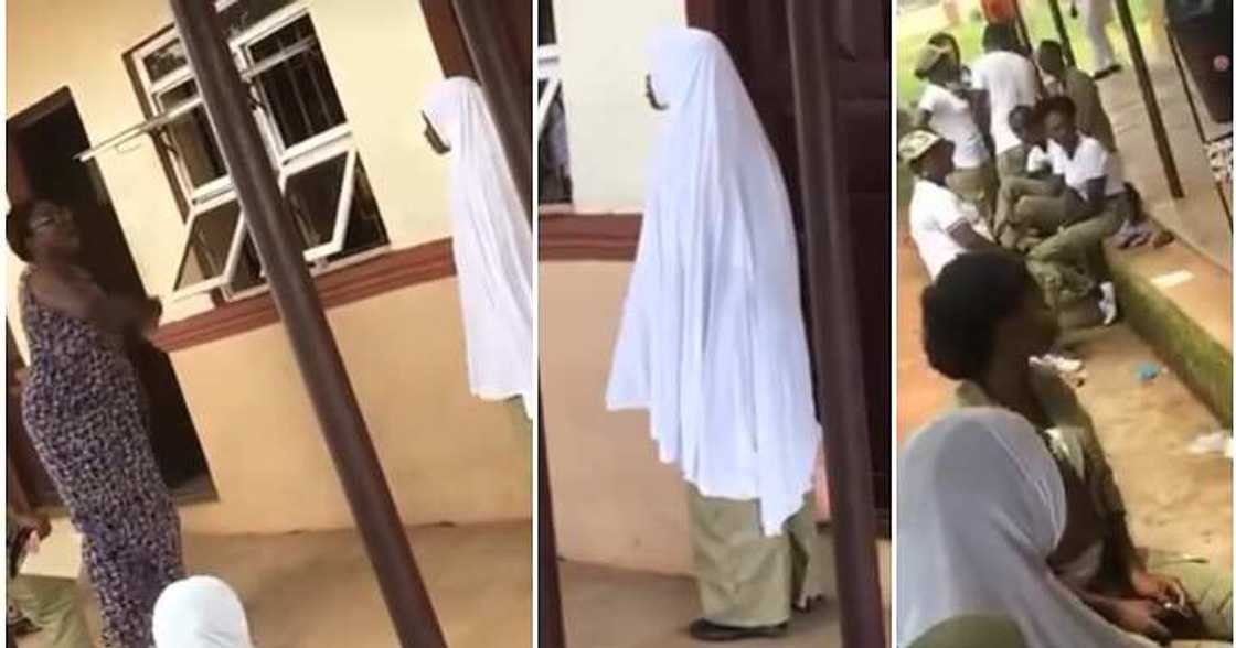 Sanya dogon hijabi ya jawo an caccaki wata mata a sansanin NYSC na Ogun Sanya dogon hijabi ya jawo an caccaki wata mata a sansanin NYSC na Ogun
