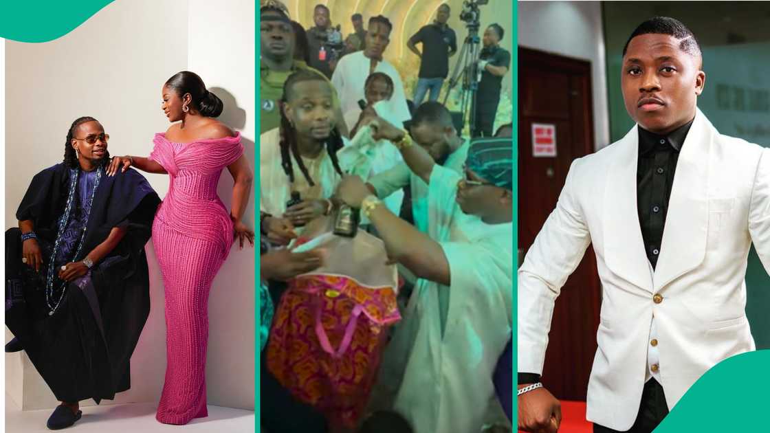 Fekomi sprays Yhemo Lee bundles of money in Ghana must go at his wedding.