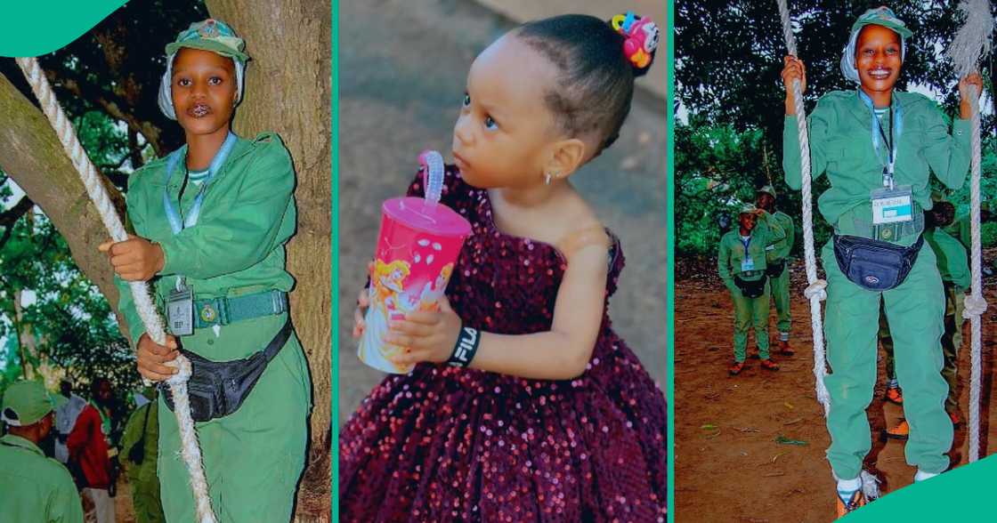 Funny little girl signals mother she wants to stay at NYSC camp with new friend Funny little girl signals mother she wants to stay at NYSC camp with new friend