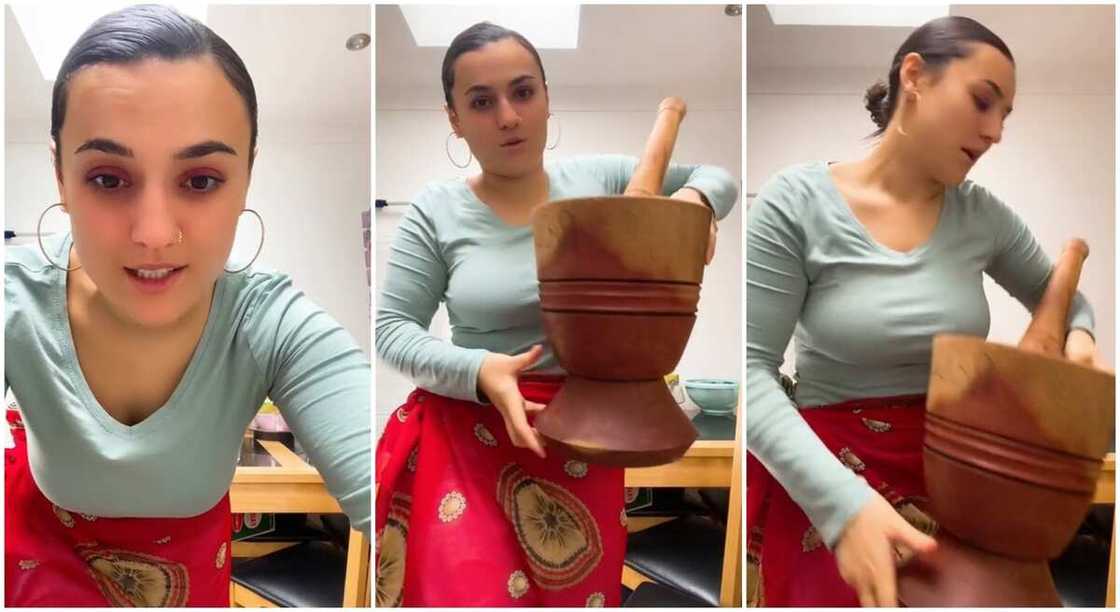 Photos of Joana and the mortar and pestle she bought in Lagos, Nigeria. Photos of Joana and the mortar and pestle she bought in Lagos, Nigeria.