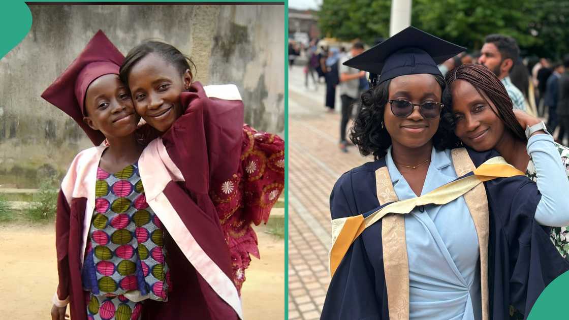 Primary 6 and master's photos of Nigerian lady and her mum taken together go viral online