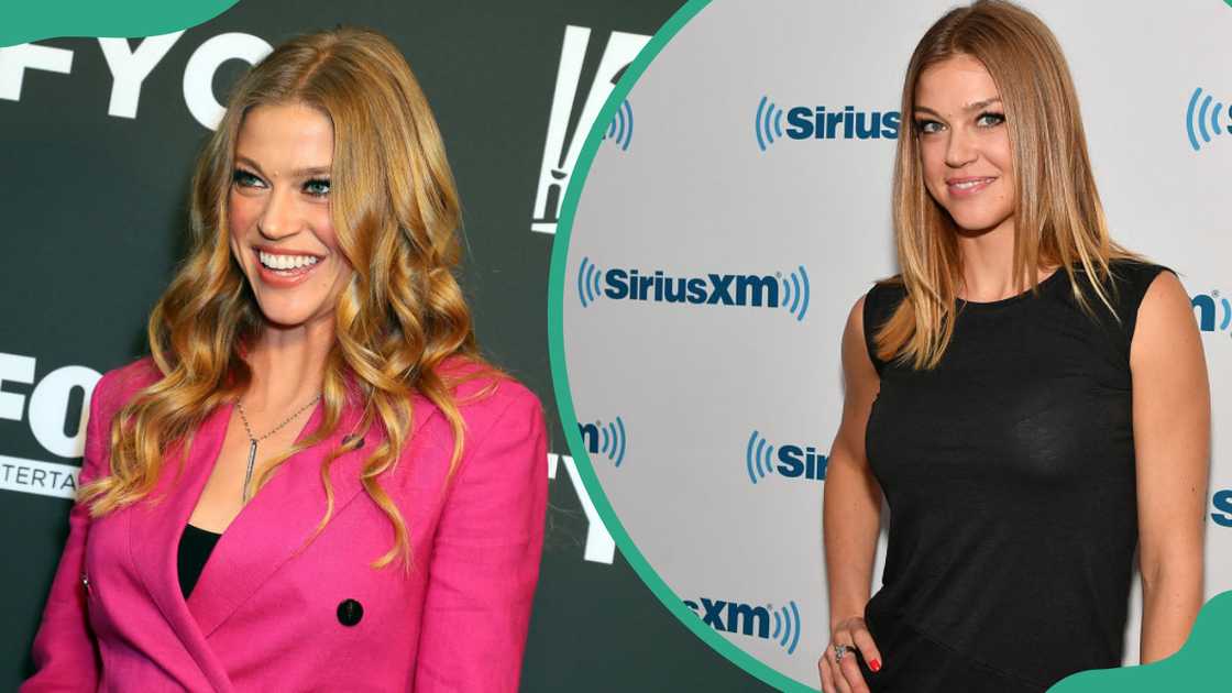 Adrianne Palicki at Pickford Center for Motion Picture Study in Los Angeles, California (L). Actress Adrianne at SiriusXM Studios in New York City (R) Adrianne Palicki at Pickford Center for Motion Picture Study in Los Angeles, California (L). Actress Adrianne at SiriusXM Studios in New York City (R)