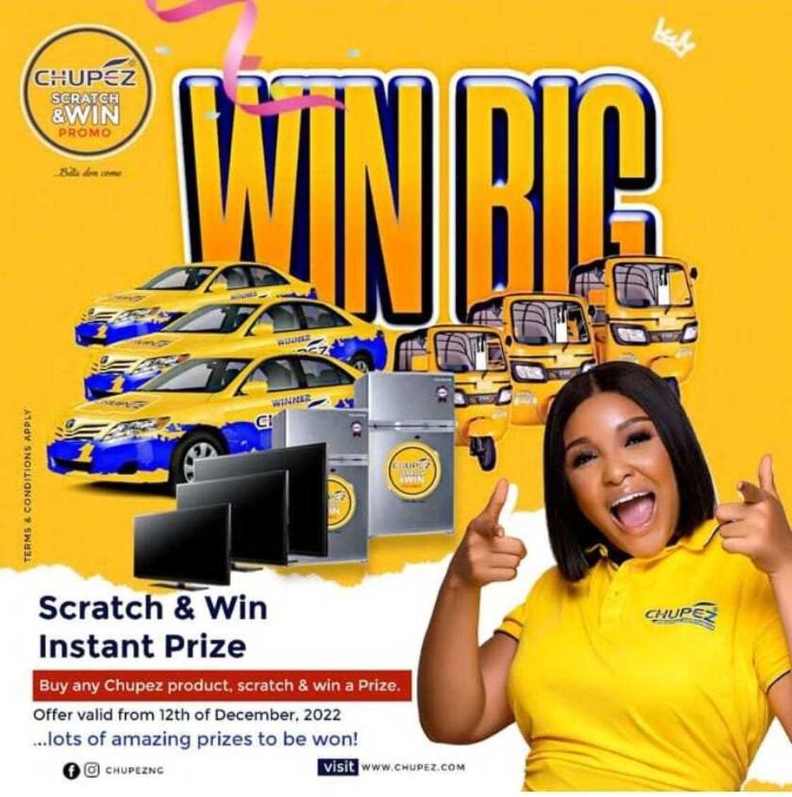 Win a Car, Keke, TV and more in the ‘Chupez Scratch & Win Promo’