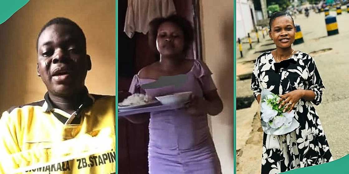 Nigerian woman kneels to serve husband Nigerian woman kneels to serve husband