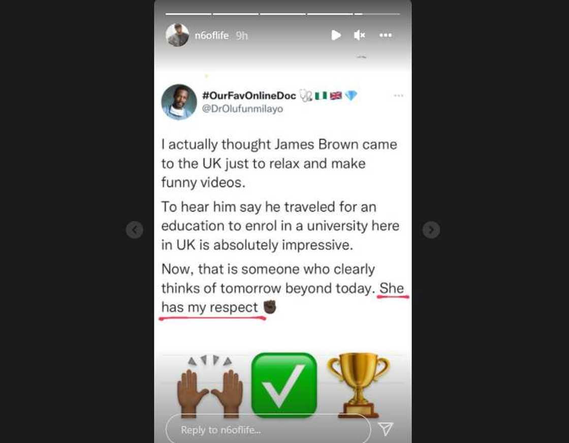N6 shades Bobrisky, praises James Brown N6 shades Bobrisky, praises James Brown