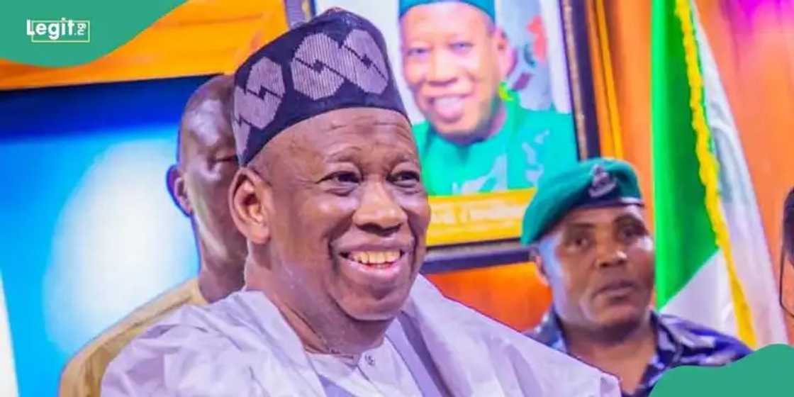 Former APC National Chairman Abdullahi Ganduje has returned to Nigeria after a month-long UK medical trip following his resignation from the APC leadership