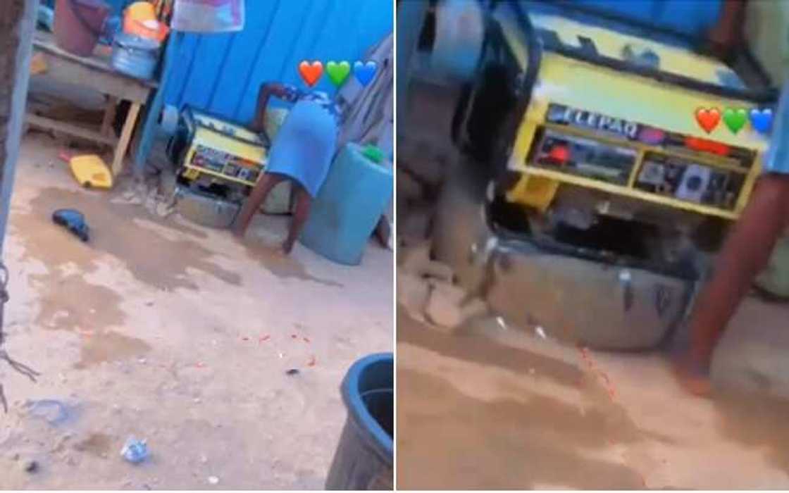 Nigerian woman uses soap and sponge to wash gen in Ibadan Nigerian woman uses soap and sponge to wash gen in Ibadan