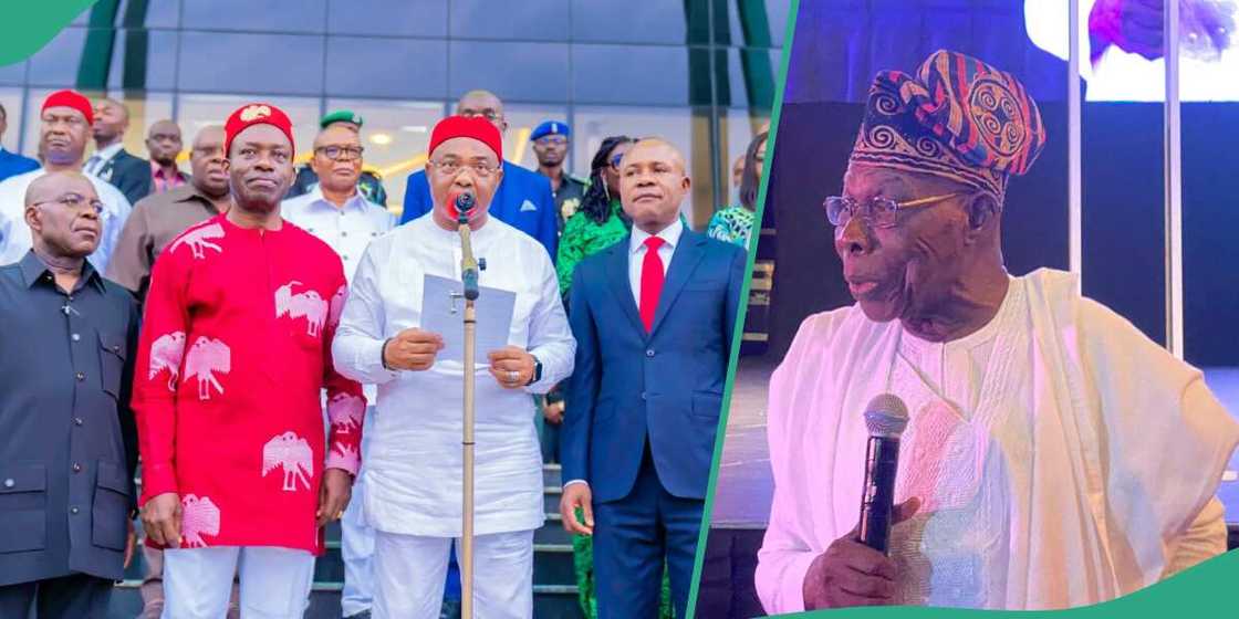 Former President Olusegun Obasanjo has denied discussing the release of Nnamdi Kanu with the southeast governors during their meeting on Tuesday, July 2. Former President Olusegun Obasanjo has denied discussing the release of Nnamdi Kanu with the southeast governors during their meeting on Tuesday, July 2.