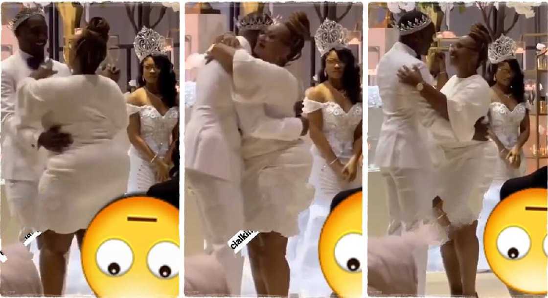 Woman dances with her son-in-law. Woman dances with her son-in-law.