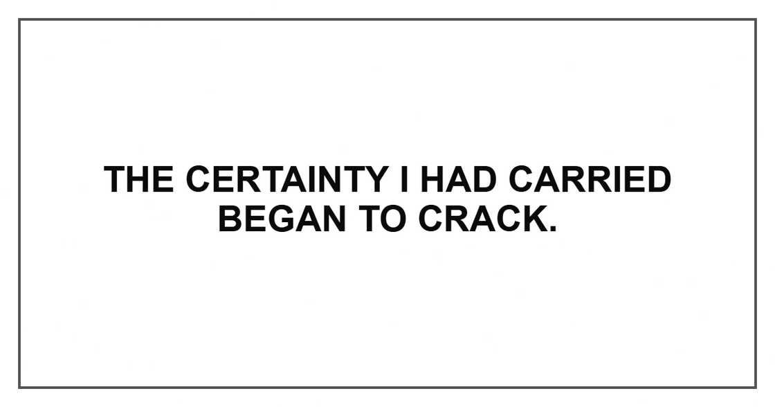The certainty I had carried began to crack.