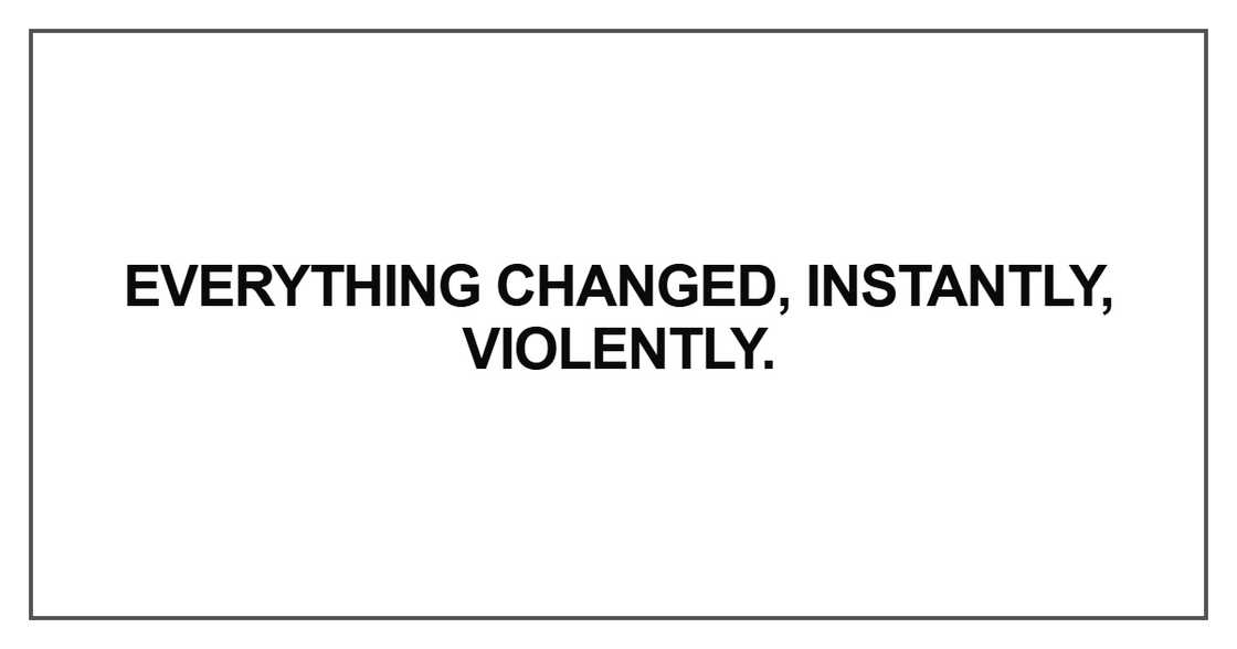 Everything changed, instantly, violently