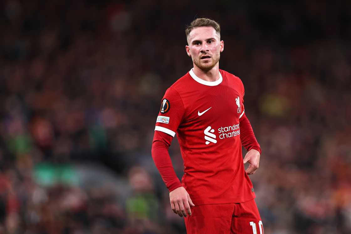 Alexis Mac Allister of Liverpool during the UEFA Europa League 2023/24 Quarter-Final first leg match Alexis Mac Allister of Liverpool during the UEFA Europa League 2023/24 Quarter-Final first leg match