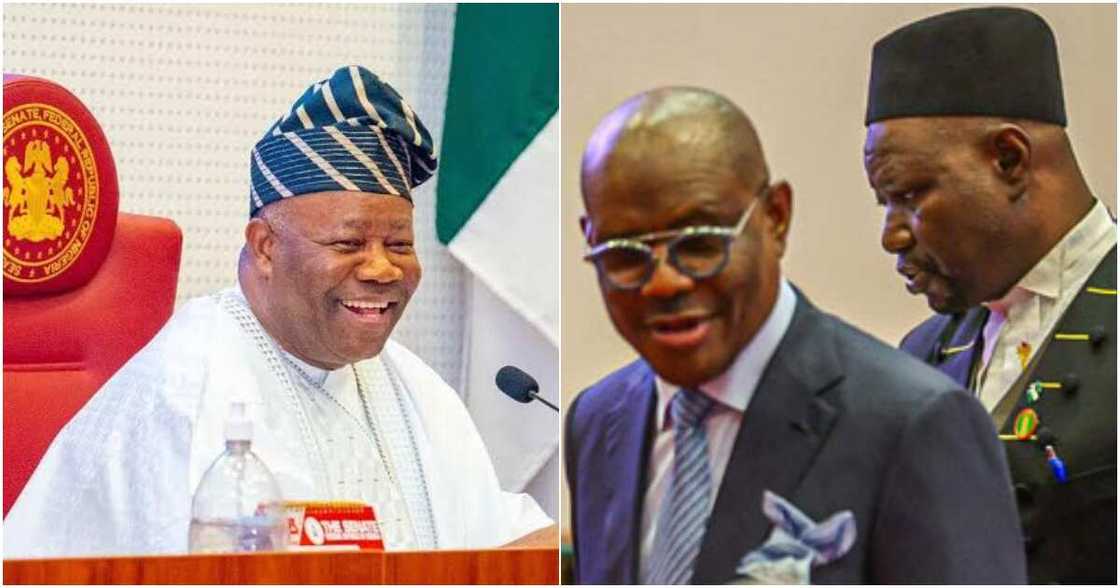 Shugaban majalisar dattawa da tsohon gwamnan Ribas, Nyesom Wike. Shugaban majalisar dattawa da tsohon gwamnan Ribas, Nyesom Wike.