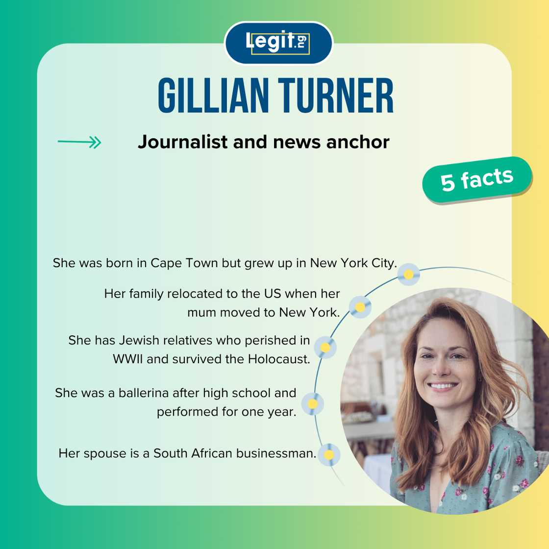 Gillian Turner smiling in a floral dress Gillian Turner smiling in a floral dress