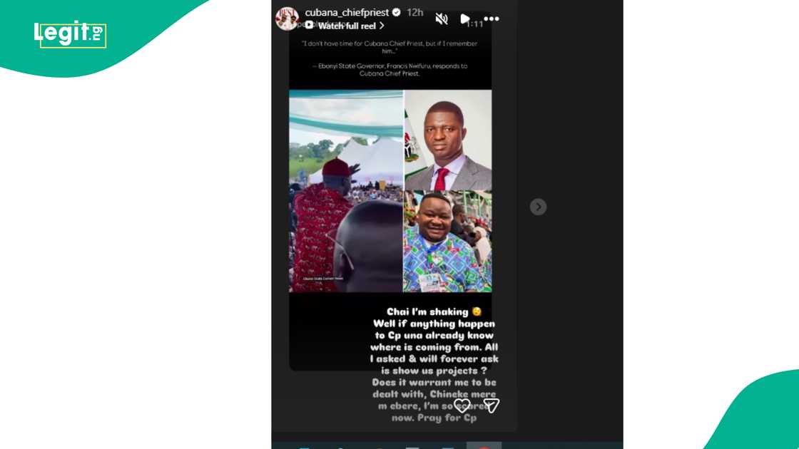 More drama as Cubana Chiefpriest claps back at Ebonyi Governor Francis Nwifuru.