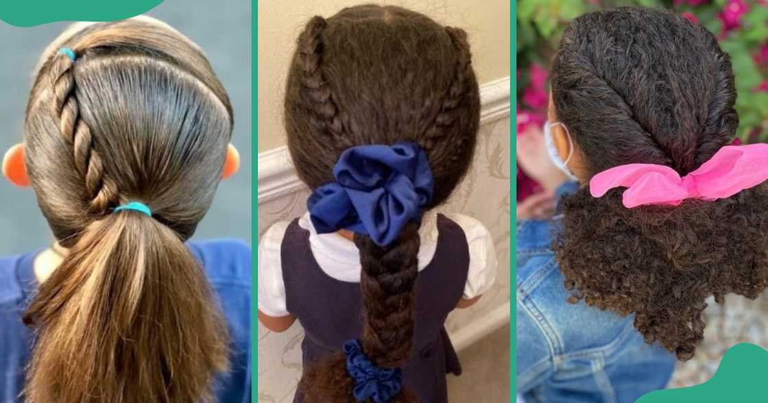 Two children with their braided and twisted curls. Two children with their braided and twisted curls.