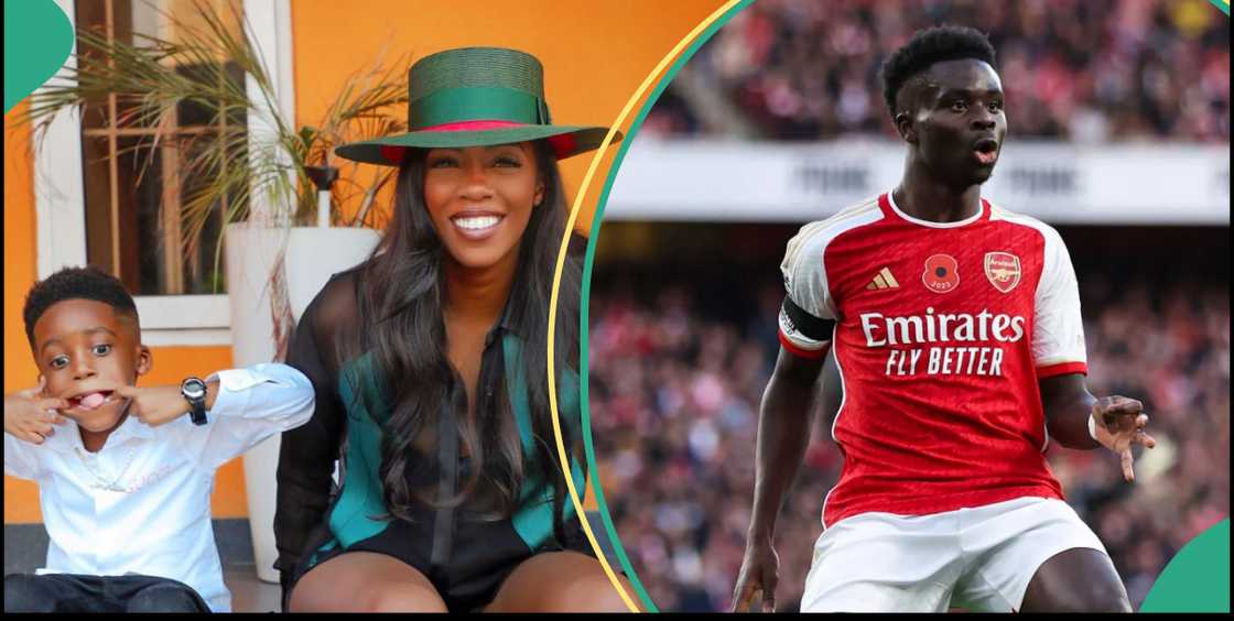 Tiwa Savage and son, Arsenal Player Bukayo Saka