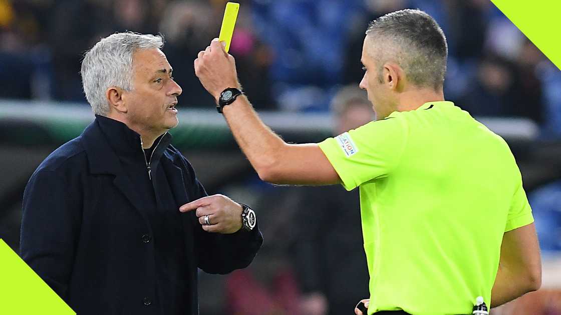Jose Mourinho received a yellow card on his Turkish Super Lig debut with Fenerbahce on August 10, 2024. Jose Mourinho received a yellow card on his Turkish Super Lig debut with Fenerbahce on August 10, 2024.