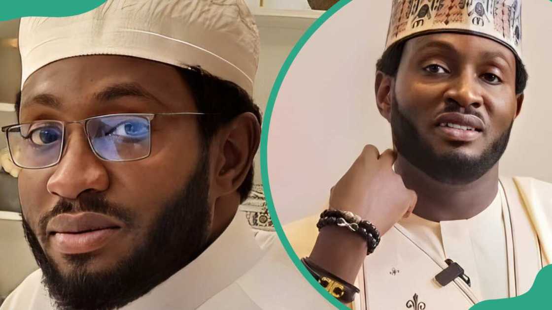 Sadiq Sani Sadiq is in a white outfit (L) and a cream-patterned hat (R) Sadiq Sani Sadiq is in a white outfit (L) and a cream-patterned hat (R)