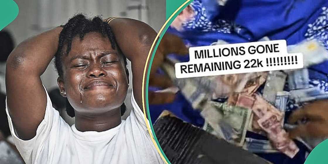 Lady cries out after opening piggy box Lady cries out after opening piggy box