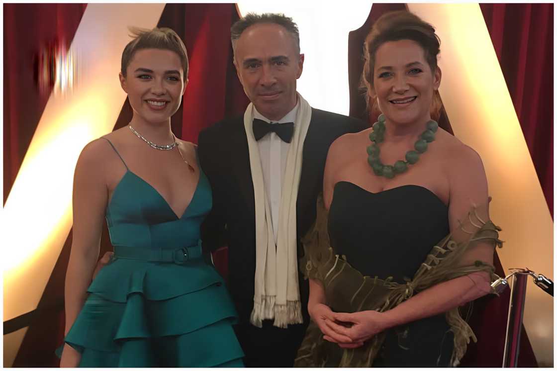 Actress Florence Pugh (L), alongside her parents at the Oscars