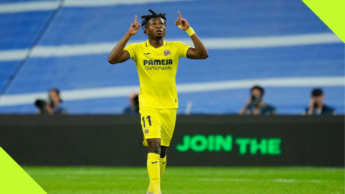 Samuel Chukwueze celebrates a goal against Real Madrid