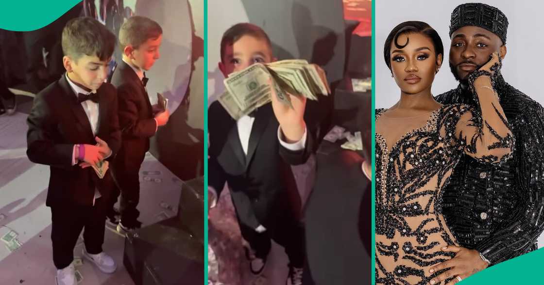 Little grooms at Davido's wedding with Chioma spotted with dollars. Little grooms at Davido's wedding with Chioma spotted with dollars.