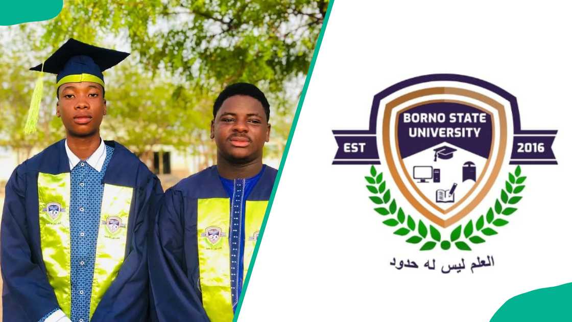 Borno State University graduates (L) and the school logo (R) Borno State University graduates (L) and the school logo (R)